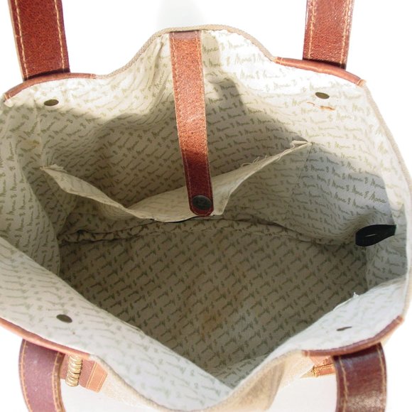 MONA B Upcycled Recycled Canvas and Leather Studded Tote Bag - Picture 7 of 11